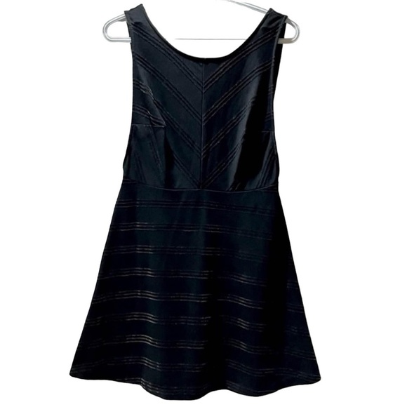 Free People Black Velvet Striped Skater Dress - Picture 3 of 10